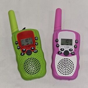 Kids Walkie Talkies 2‎ Pack Green Pink Long Range Two Way Radio TESTED See Video